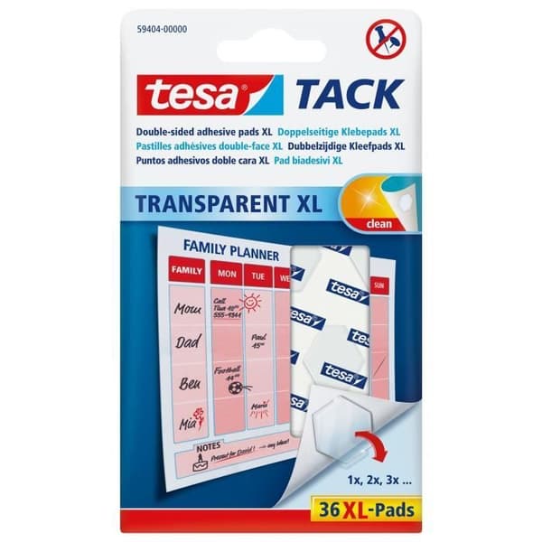 TESA TACK självhäftande kuddar - Transparent - x 36