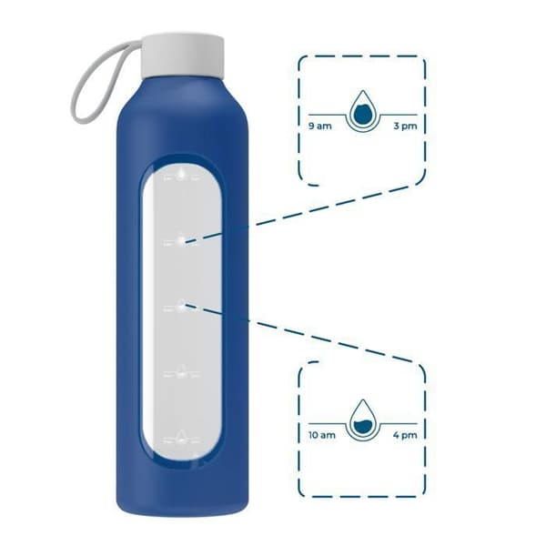 Glasflaska - WESSPER B1 BOROSILICATE - 1000ml - Silikonfodral - marinblå