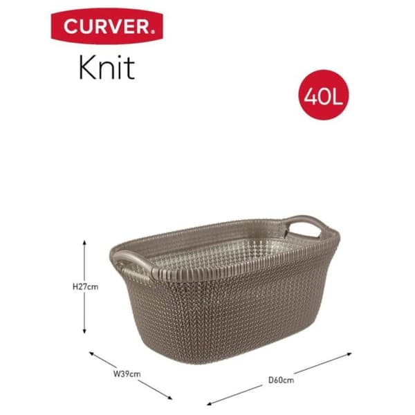 Stickad tvättkorg - CURVER - 40L - Brun