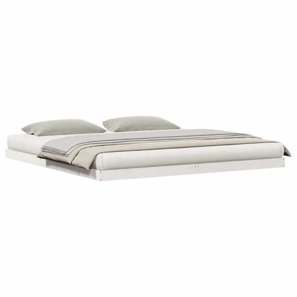 vidaXL Hög sängram Vit 200 x 220 cm Massivt trä