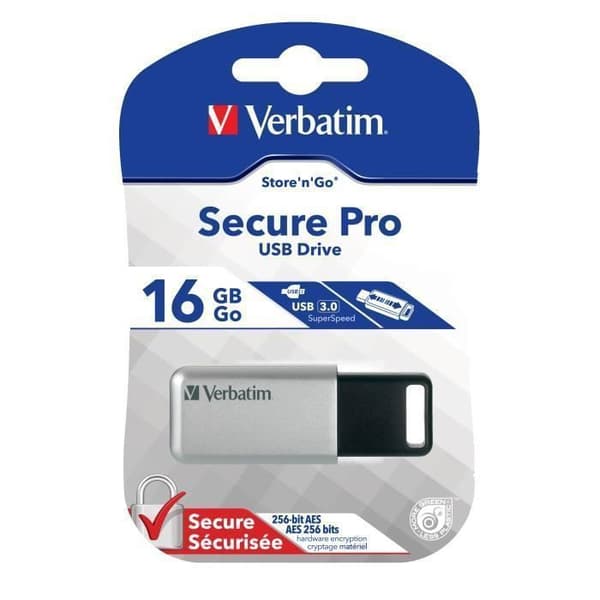 USB-nyckel - VERBATIM - Secure Pro - 16 GB - USB 3.0 - Utan lock