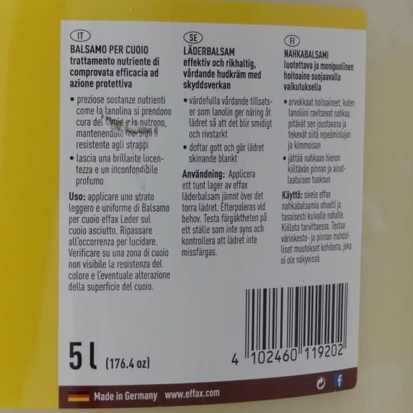 EFFAX Läderbalsam för ridutrustning 500 mL