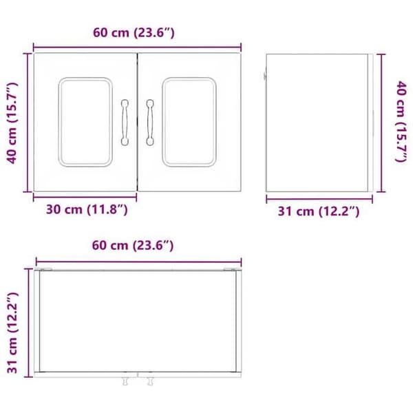 Kökskåp - VIDAXL - Kalmar - Mörk ek - 4 hyllor - 2-pack - Väggmontering