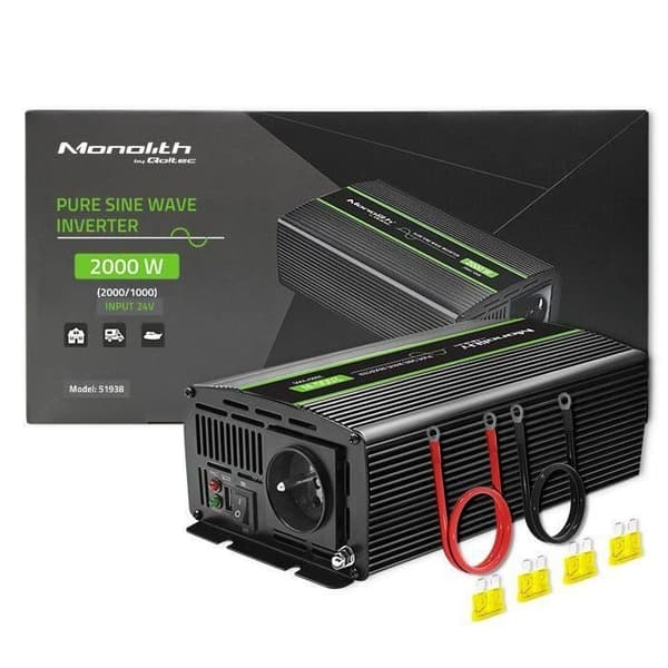 Inverter - Qoltec - Monolith - 1000W - 2000W - Ren sinusvåg