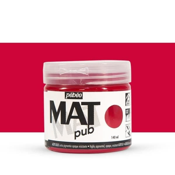 Pebeo: Mat Pub: Akrylfärg: 140ml: Karminröd