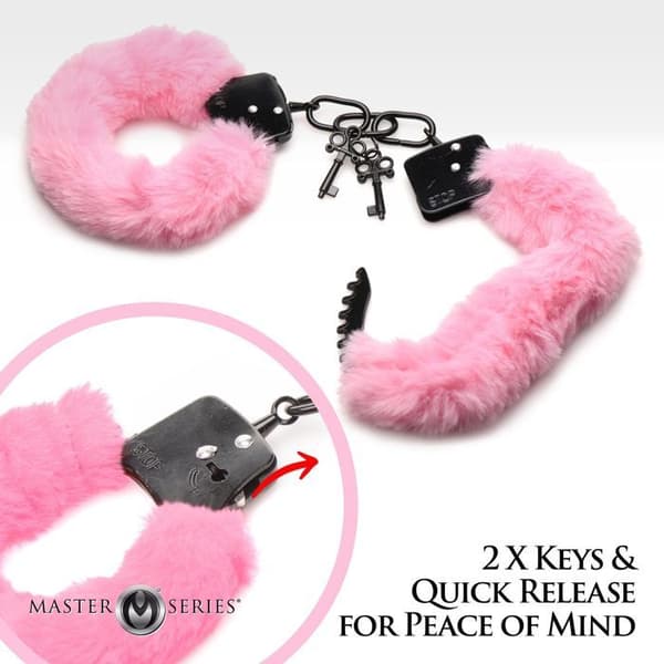 XR Brands - Cuffed in Fur Menottes - Rosa