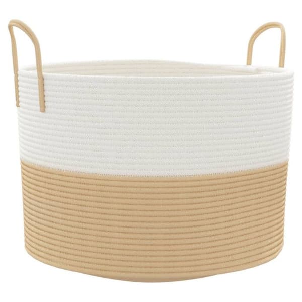 Beige och vit förvaringskorg Ø51x33 cm bomull