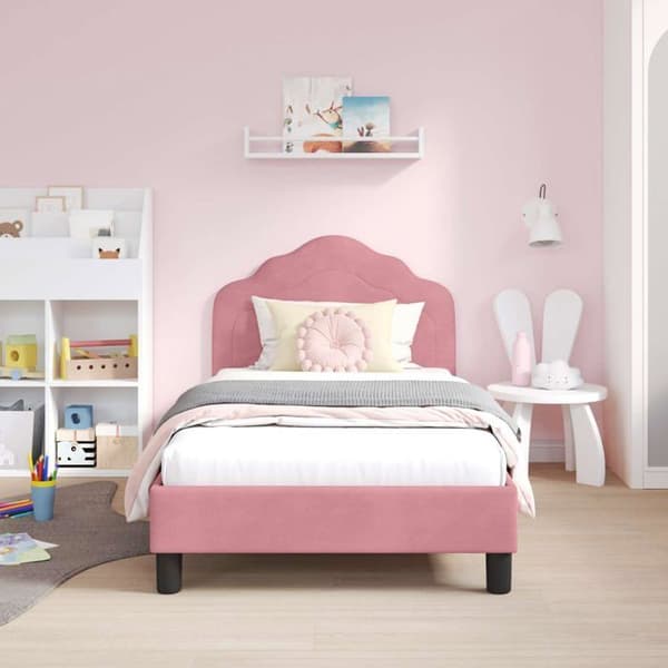 Barnsängram i sammet - vidaXL - Rosa - 80x160 cm - Ingenjörsträ - Förvaringsfickor - Modern design