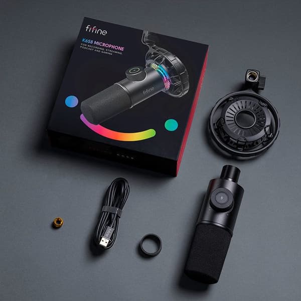 FIFINE K658 USB RGB Dynamisk Mikrofon - Svart