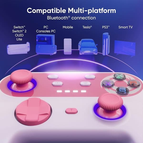 Spelkontroll - ONIVERSE - Walli - Trådlös Bluetooth - Hall Effect joysticks - Kompatibel med Switch & PC