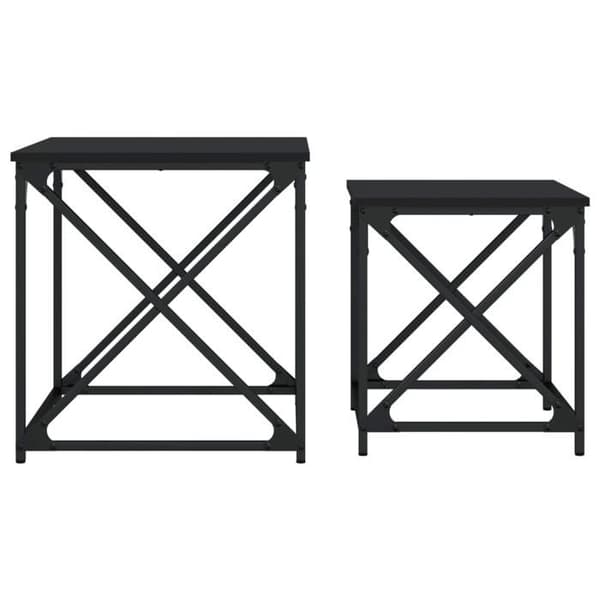 vidaXL Häckande soffbord 2 st Black Engineered Wood 838943
