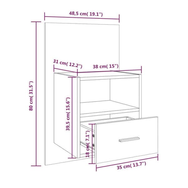 vidaXL Vägghängda Sängbord 2 st Vit 811008