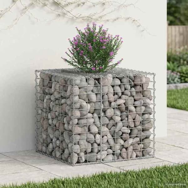 vidaXL Hög säng gabion Silver 42033320