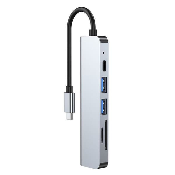 USB-hub-adapter - V4-HUB - 6 i 1 - USB-C - HDMI - Grå