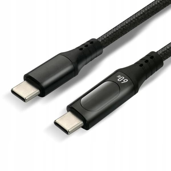 USB-C till USB-C kabel everActive CBB-2PD5L, 2 m, 100 W med display, svart