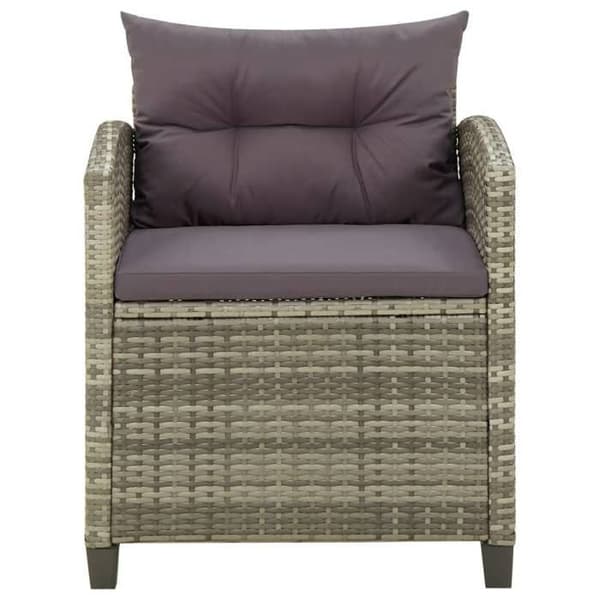 vidaXL Trädgårdsstol med kuddar Poly Rattan Grey