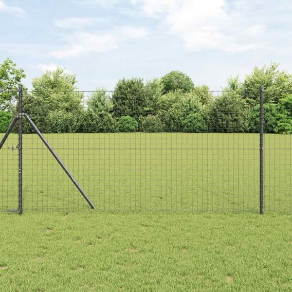 Stängselstolpe i stål - vidaXL - Grå - Pulverlackerad stål - 140 cm - Väderbeständig