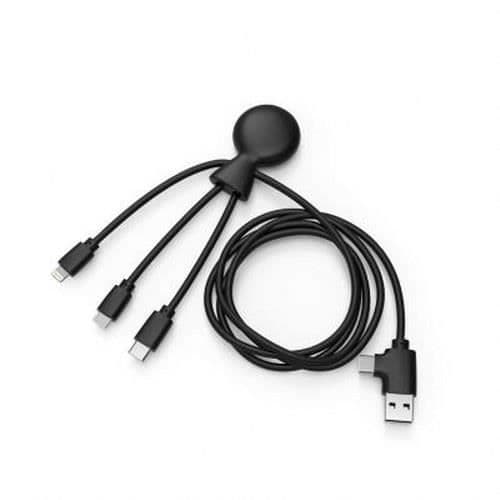 Multi-kontakts kabel - XOOPAR - Mr BIO - 5 i 1 - 1m - Svart - USB A+C, Micro USB, Lightning
