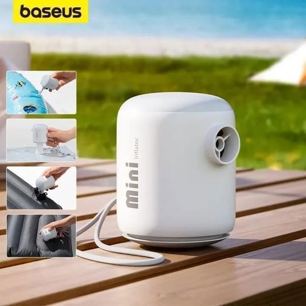 Bärbar luftpump - Baseus - C11157700221-00 - Vit - ABS+PC - 130g