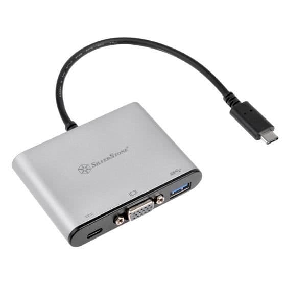 USB 3.1 Typ C Adaptator Klocka - SILVERSTONE - SST-EP06C - VGA - USB Typ A - Svart