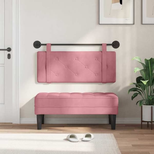 vidaXL Väggmonterad Sänggavel Rosa Sammet 42031613