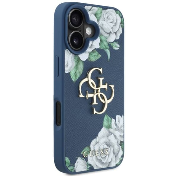 Coque Guess Hardcase 4G Grained Roses Big Logo för iPhone 16 - Blå