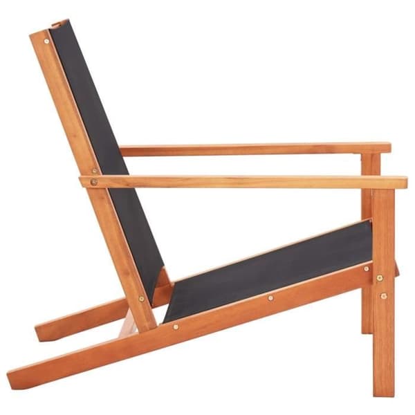 vidaXL Trädgårdsstol Svart Solid Eucalyptus Wood och Textilene