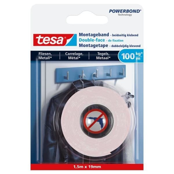 TESA Dubbelsidig fixering - För kakel & metall