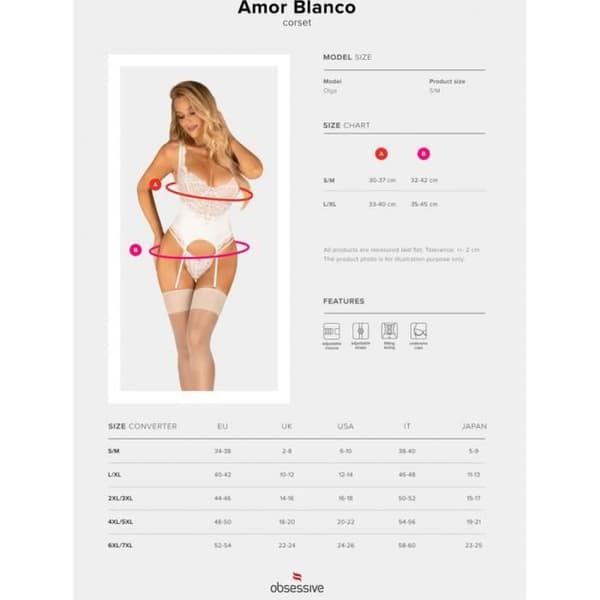 Amor White Basque and Thong - S-M - Dam