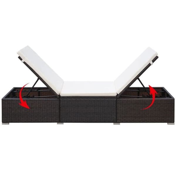 vidaXL Chaise longue med kudde Flätad resin Brun 44403