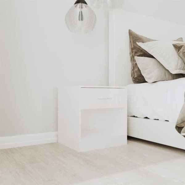 342585 vidaXL Sängbord 2 st med Låda Blank Vit