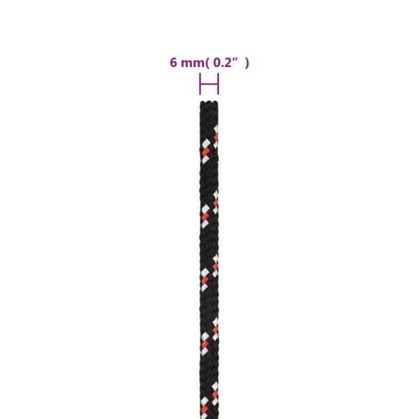 152338 vidaXL Båtrep Svart 6 mm 50 m Polypropen