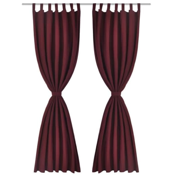 2 st Burgundy Micro Satin Loop Gardin 140 x 225 cm