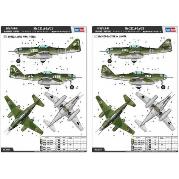 Hobby Boss Modellflyg 1/48 Messerschmitt Me 262 A-2a/U2 - Plastkit