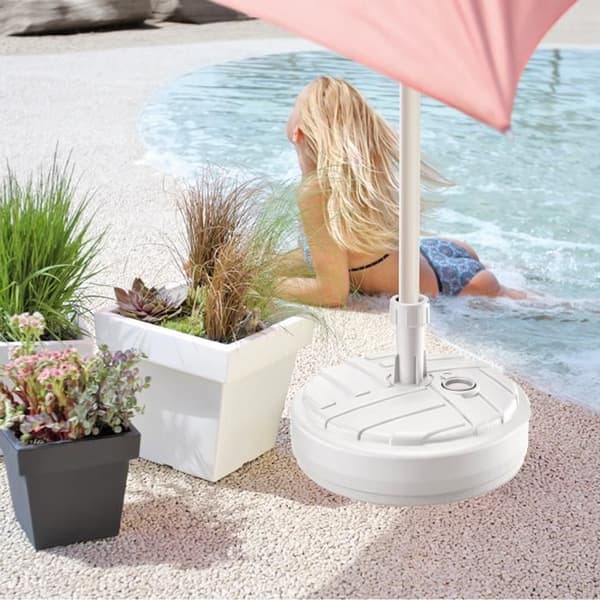 Parasollfot - PROSPERPLAST - Ø 39 cm - Polyeten - Vit - 10 liter