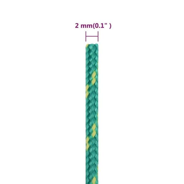 152691 vidaXL Båtrep Grön 2 mm 250 m Polypropylen