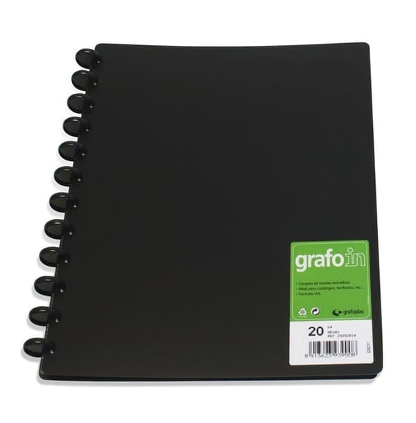 Plastbindning A4 Grafoplás 7002117 – transparent omslag, svart polypropylen