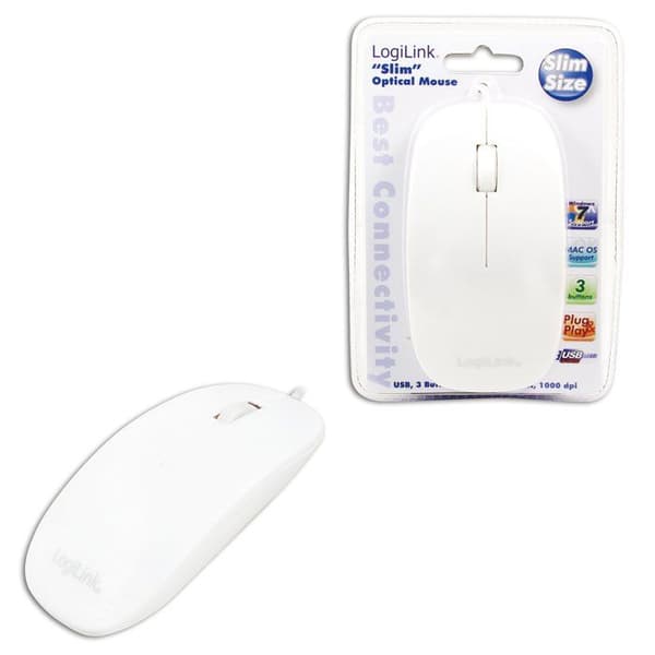Mus - LOGILINK - ID0062 - Trådad - USB - 1000 DPI - Vit