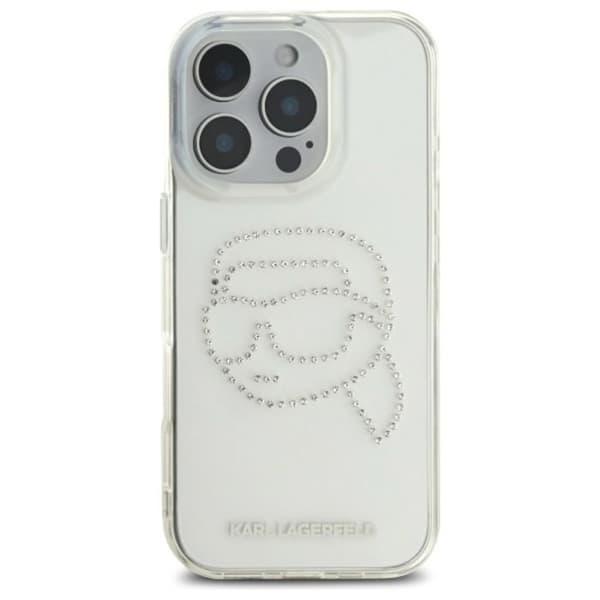 Coque Karl Lagerfeld IML Strass Karl Head för iPhone 16 Pro (transparent)