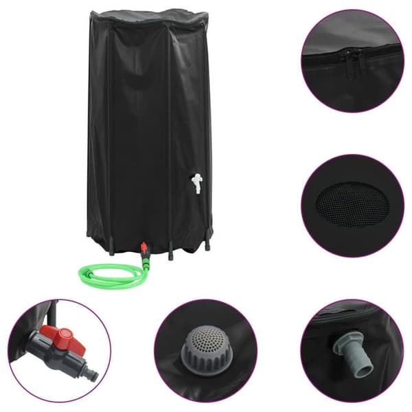 Vattentank - vidaXL - 1000 L - PVC - Fällbar - Med kran