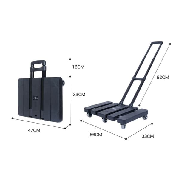 Fällbar transportvagn - Rockforce - Kapacitet 180 kg - RF-L016 - 6 gummihjul