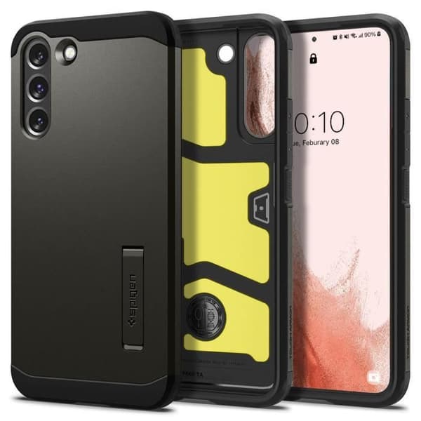 Fodral - SPIGEN - Tuff rustning - Samsung Galaxy S22 - Grå - Dubbelt skydd - Halvstyvt