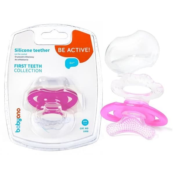 BabyOno tuggummin tänder 3m+ rosa