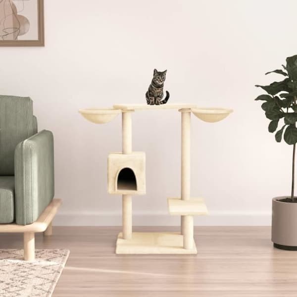 vidaXL kattträd med skrapstolpar kräm 82 cm 171759