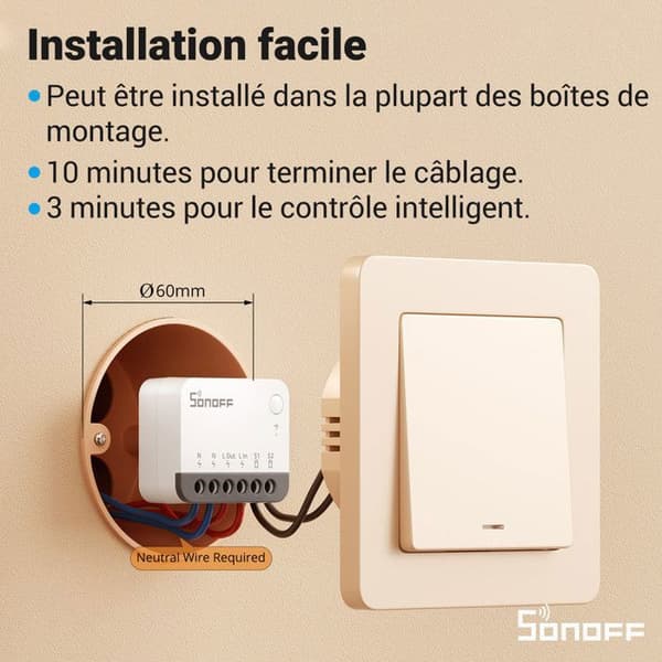 SONOFF 4-pack ZBMINI Smart Zigbee Strömbrytare Extrem ZBMINIR2 Ultra-kompakt Extern Strömbrytarsupport