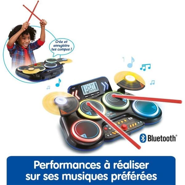 Elektroniskt trumset för barn - VTECH - Kidi DJ Drums - Ljusplattor - Bluetooth - Inbyggd mikrofon