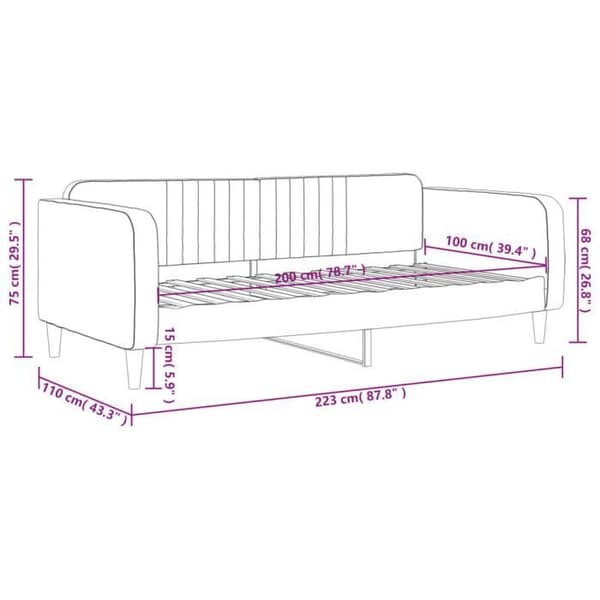 vidaXL Soffbädd rosa 100x200 cm sammet 354096