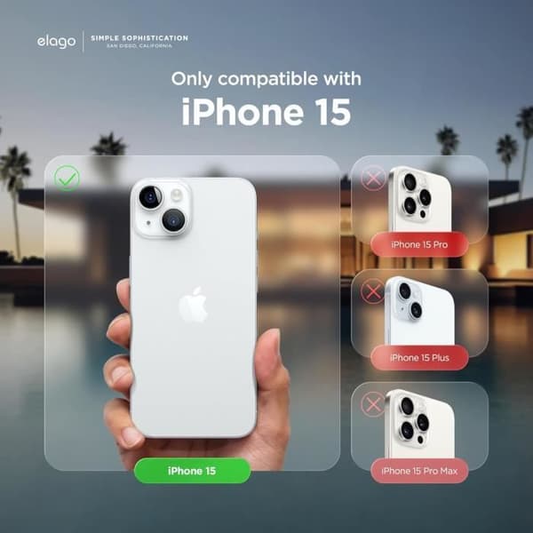 Siliconeväskan - ELAGO - iPhone 15 - Hel skydd - Elegant design - Svart
