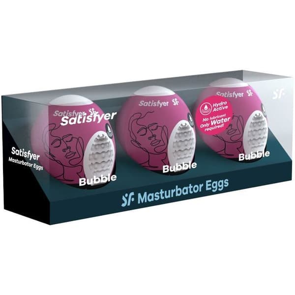 Masturbatorer - Satisfyer - Äggbubbla - Paket med 3 - Hydro-Active TPE - Engångsbruk