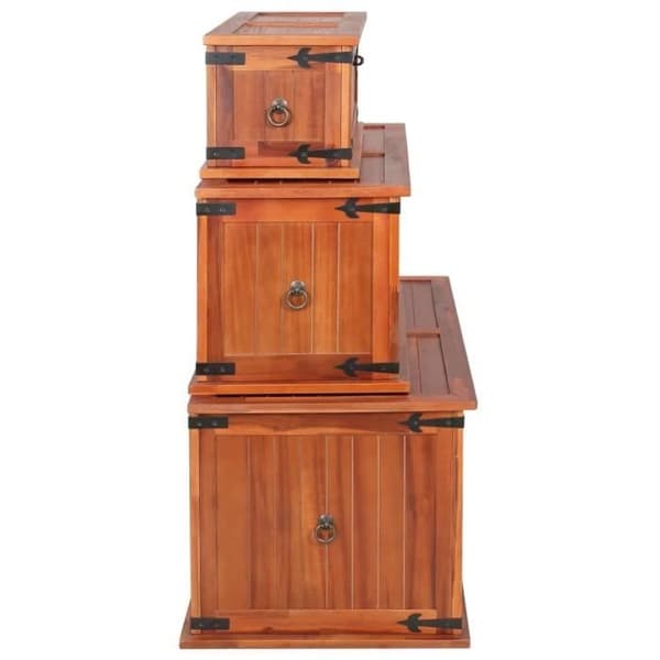 vidaXL Förvaringskistor 3 st Solid Acacia Wood 247243